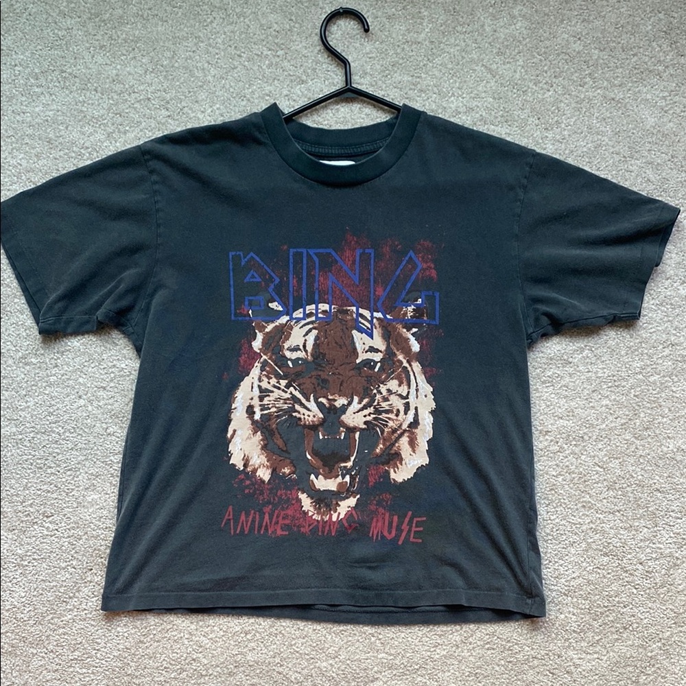Anine Bing Black Graphic Short Sleeve Tee
